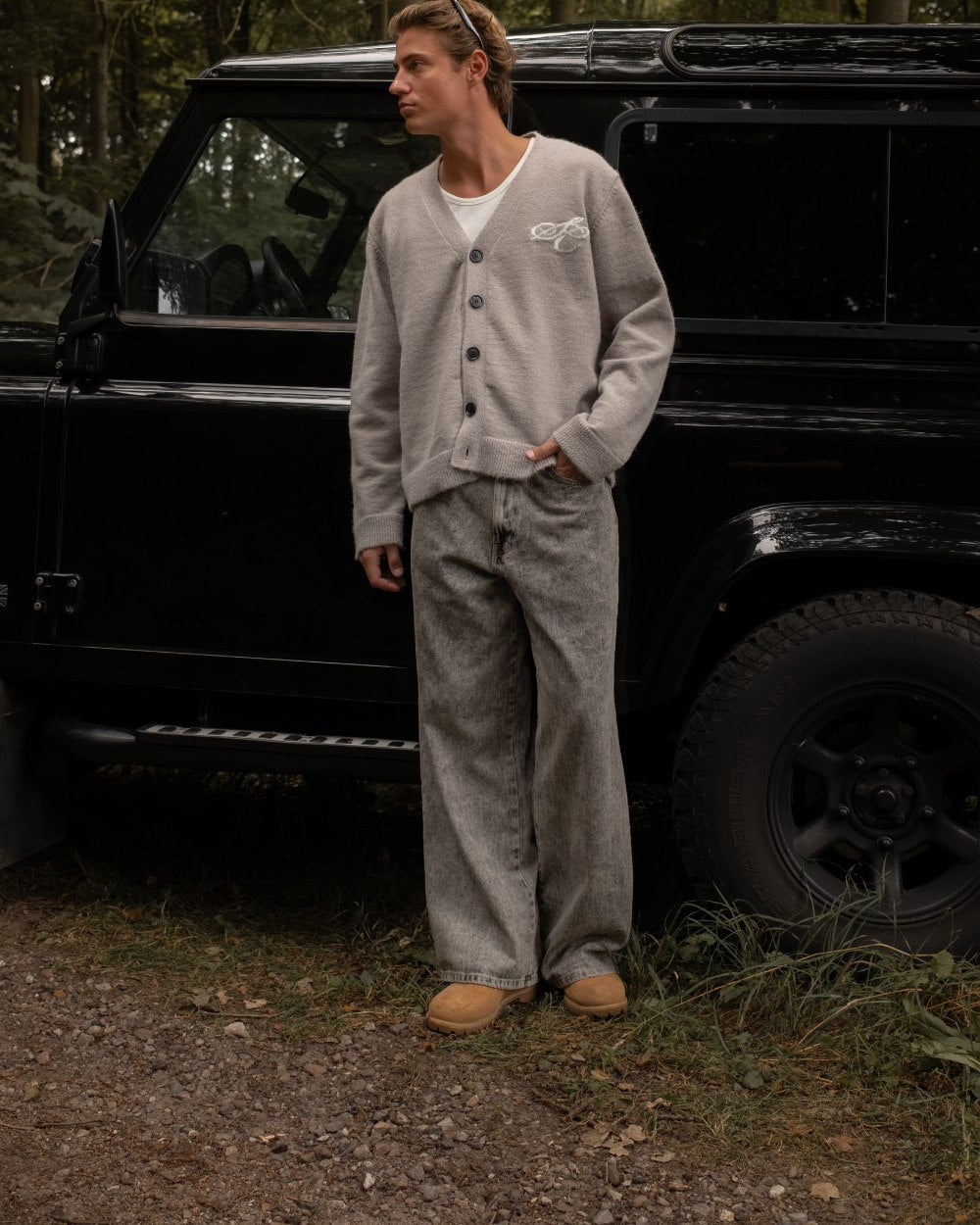 Baggy-Denim-Jeans, grau gewaschen